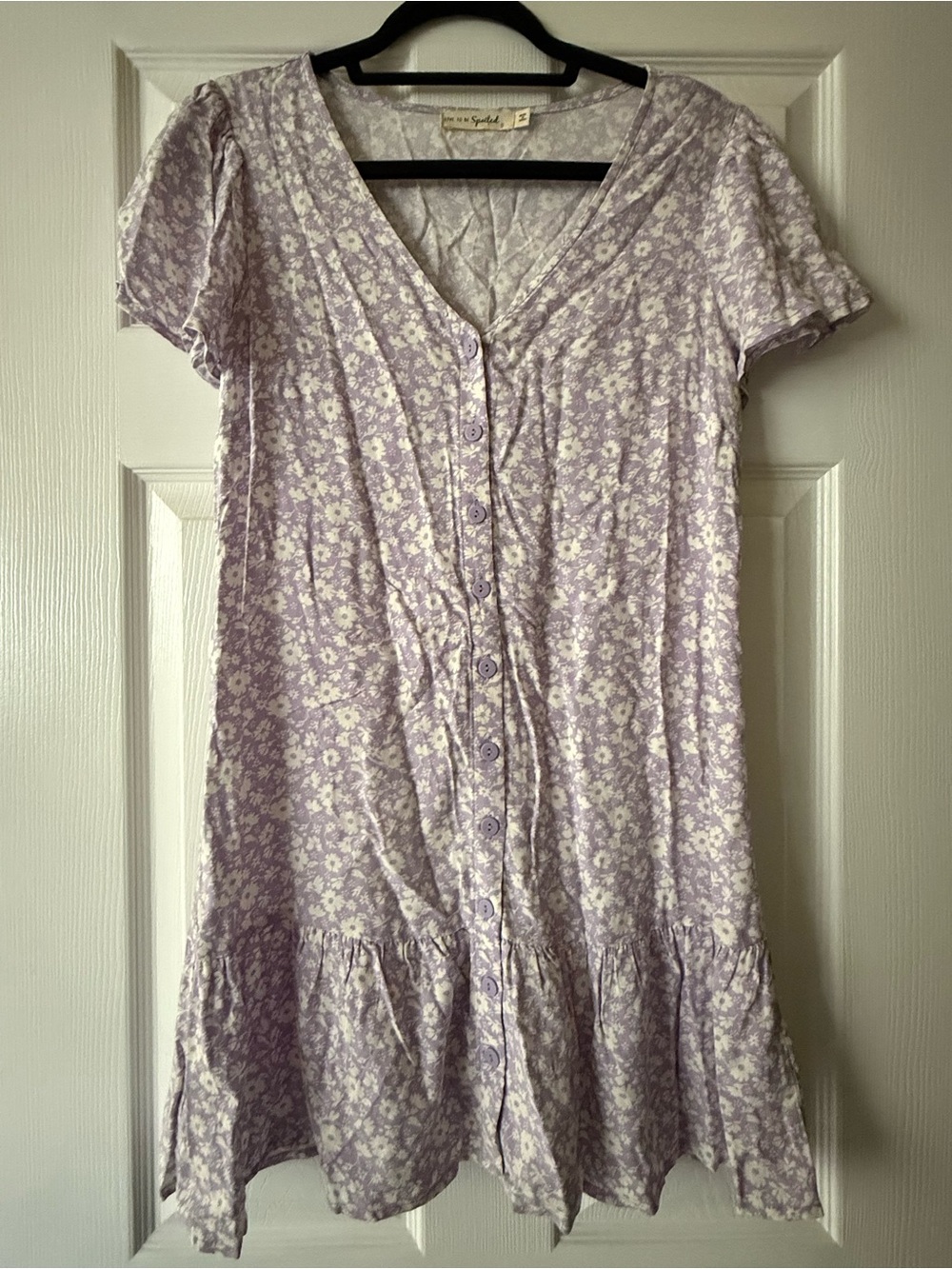 Floral Button-Front Mini Dress in Lavender